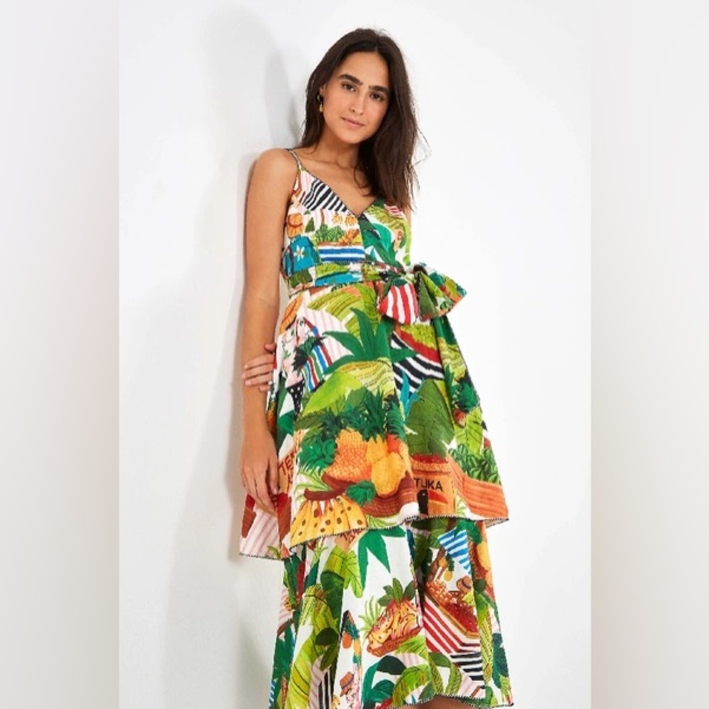 FARM Rio Tropical Fair Midi Dress in Multi Size Small